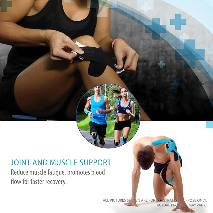 Deke Home - Kinesiology Tape Rolls (3 Pack), Uncut 2" x 16ft Athletic Tape, Strong Adhesive, Waterproof Sports Tape for Injuries, Knee, Ankle, Muscle, Joint, Latex-Free