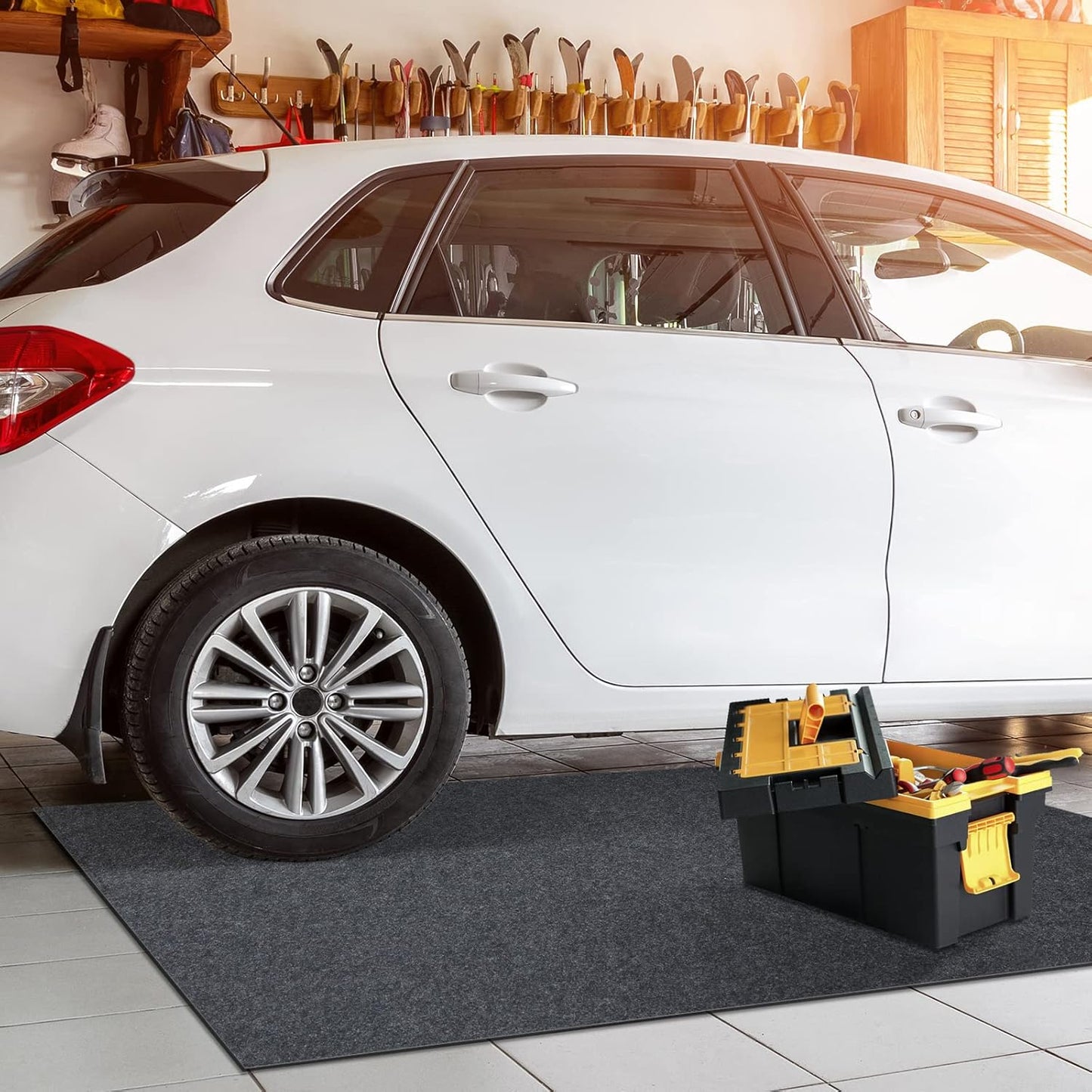 Oil Spill Mat, 3 x 6 Ft, Premium Absorbent Oil Pad. Contains Liquids, Protects Garage Floor from Spills, Drips, Splashes and Stains. Washable, Reusable, Waterproof Rubber Parking Mats