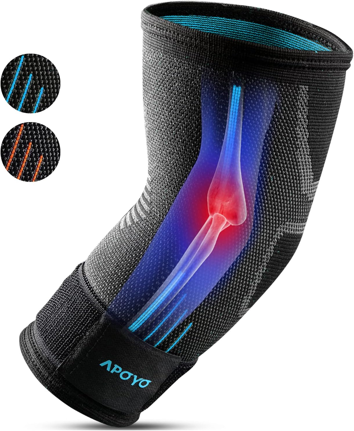 APOYO Elbow Brace for Tendonitis and Tennis Elbow, Compression Sleeve for Arthritis, Workouts, Reduce Joint Pain During Fitness Activity (X-Large)