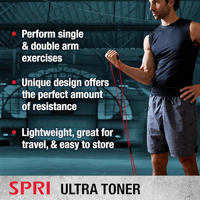 SPRI Ultra Toner Figure 8 Resistance Band with Padded Handles Great for Stretch, Exercise, Fitness Training, Yoga, Resistance Weights, Therapy, Gym or Home Workout Equipment.