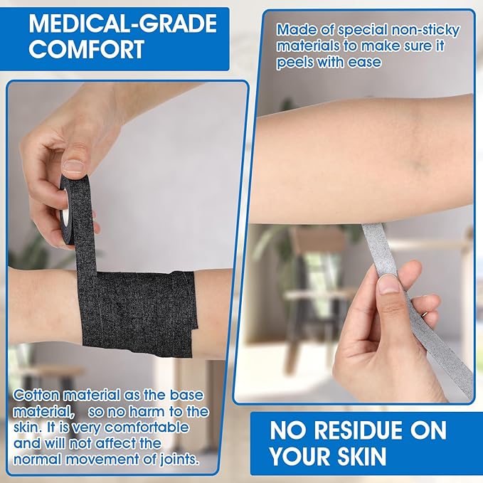 Finger Tape, 0.5 Inch x 10 Yard Black Athletic Tape Extra Strong Adhesive, 3 Rolls Sport Tape, Medical Tape, Foot Tape for Rock Climbing, Grappling, Basketball, Lifters and BJJ Finger Tape