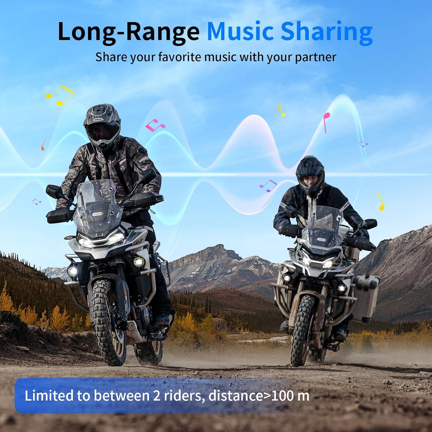 Fodsports M1-S Air Motorcycle Helmet Bluetooth, 4 Riders Motorbike Intercom Headset with Music Sharing, 1000 m Helmet Communication Systems, Quick Pairing/FM Radio/Handsfree/Stereo Music(2 Pack)