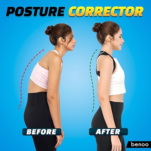 benoo Back Posture Corrector for Women & Men, Comfy Adjustable Back Brace to Improve Posture & Relieve Back Pain (Mens S | Womens S/M)