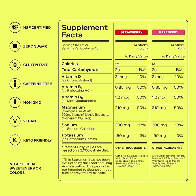MAGNA Electrolyte Powder Drink Mix for Hydration, Energy & Focus Support with Magnesium L Threonate, Malate & Glycinate, Sodium, Potassium, Vitamin D, B6 & B12, Summer Berries Flavor, 28 Servings
