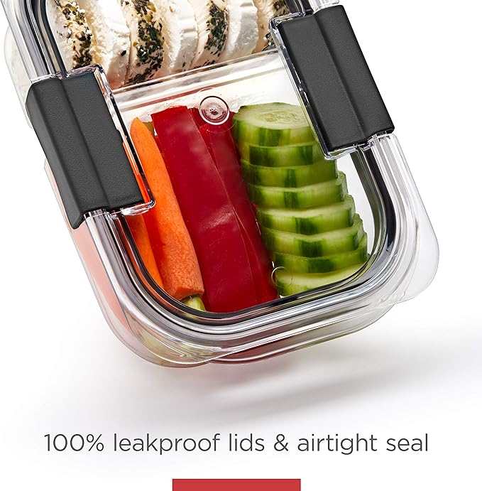 Rubbermaid Brilliance Meal Prep Containers, 2-Compartment Food Storage Containers, 2.85 Cup, 5-Pack, BPA-Free, Clear/Grey