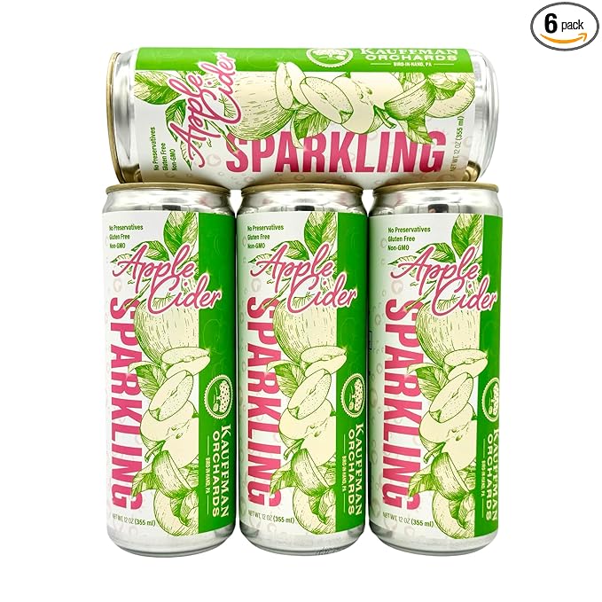 Kauffman Orchards Sparkling Apple Cider, 12 oz. Can (Pack of 6)