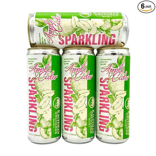 Kauffman Orchards Sparkling Apple Cider, 12 oz. Can (Pack of 6)