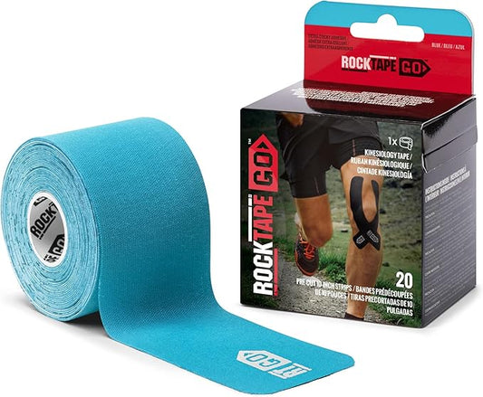 RockTape Go Extra-Sticky Adhesive Pre-Cut Kinesiology Tape (Blue)