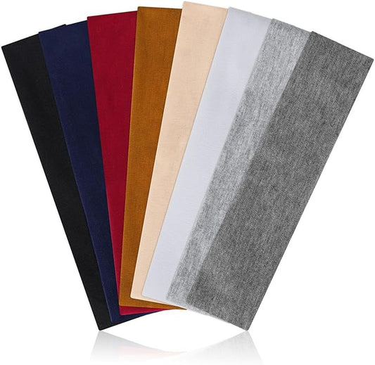 Headbands for Women Non Slip, Stretchy Sweat Headband for Workout Yoga Running, Head Bands for Women's Hair - 8 Pack