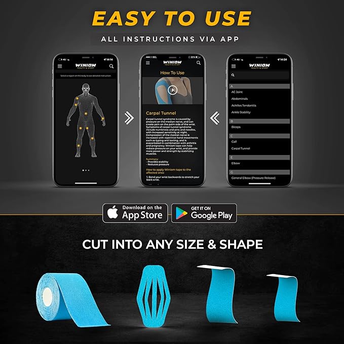 Kinesiology Tape-Incredible Support for Athletic Sports and Recovery + Free Taping Guide-Uncut 2 inch 100 feet Roll (Electric Blue + Free Taping Guide, Pack of 1)