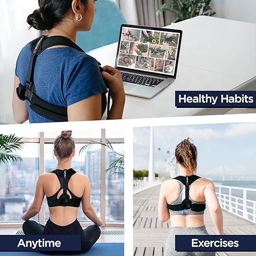 Posture Corrector Back Support Brace for Women & Men, Fully Adjustable Clavicle Brace for Upper Back Pain Relief, Invisible Thoracic Breathable Upper Spine Support and Hunching- Washable