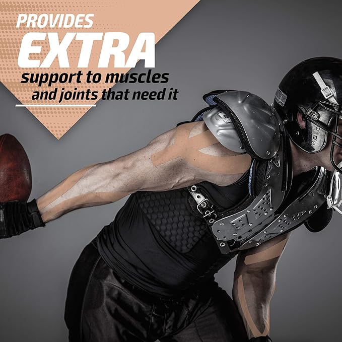 Physix Gear Cotton Kinesiology Tape Roll 16ft, Latex-Free Athletic Tape for Muscles/Joints, Waterproof Kinesiolgy, Stretchy Kinesiologytape, Gentle on Skin Kiniseaology Tape, Kinesology Tape