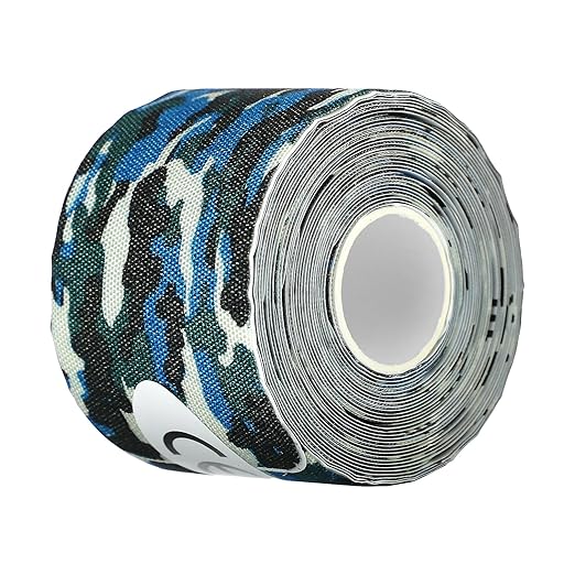 Heali Kinesiology Tape with Magnesium and Menthol, 20 Pcs Precut Strips, K Tape Roll, Knees, Physical Therapy Sports Tape for Muscle and Joint Pain Relief, Water Resistant, White with Blue Camo