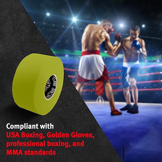 Ringside 1" Athletic Trainers Tape, Cotton Kinesiology Tape for Combat Sports, Adhesive, 30 Foot Rolls, Yellow, 5 Pack