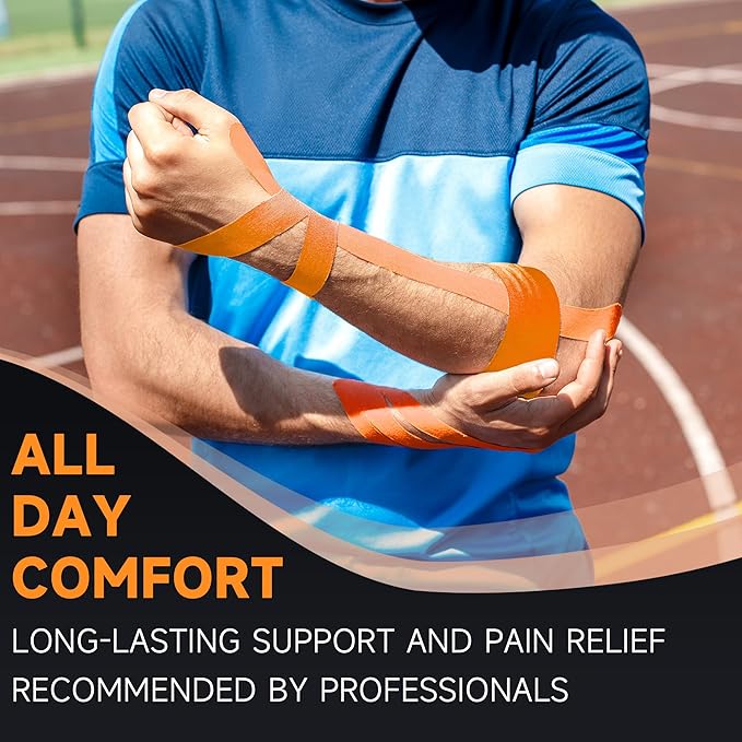 CKeep Uncut Kinesiology Tape(2 Rolls), Original Cotton Elastic Premium Athletic Tape,Latex Free Hypoallergenic, 2inch x 16ft, Orange