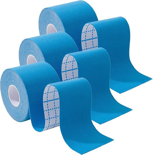 3 Rolls Kinesiology Tape,49.2ft Hypoallergenic Waterproof Kinetic Tape,Athletic Elastic Kneepad Muscle Pain Relief Knee Taping,Running Tennis Football Sports Activities Tapes, Blue Tape Roll