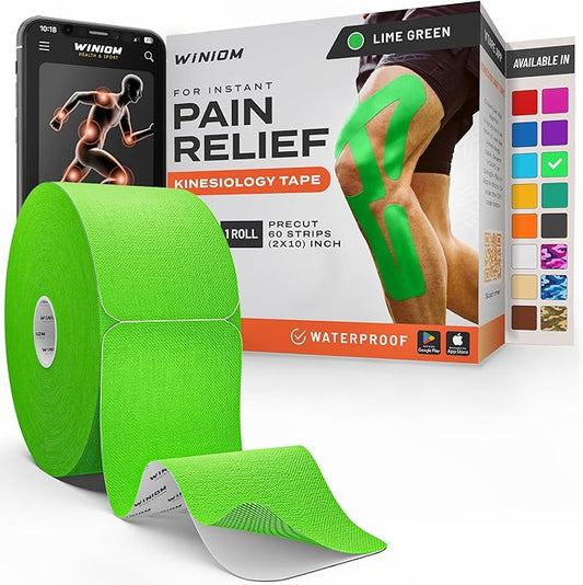 Kinesiology Tape-Incredible Support for Athletic Sports and Recovery + Free Taping Guide - Pre-Cut 2 inch 50 feet (Lime Green + Free Taping Guide, 1 Pack)