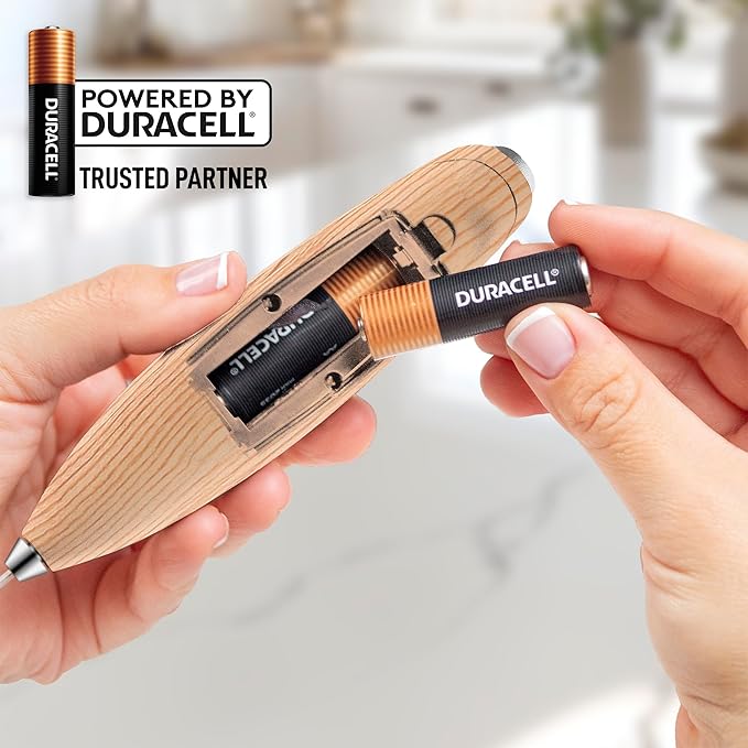 Zulay Powerful Milk Frother (4 Duracell Batteries Included) - Handheld Milk Frother Wand Drink Mixer for Coffee - Powerful Milk Foamer for Cappuccino, Frappe, Matcha & Coffee Creamer - Maple