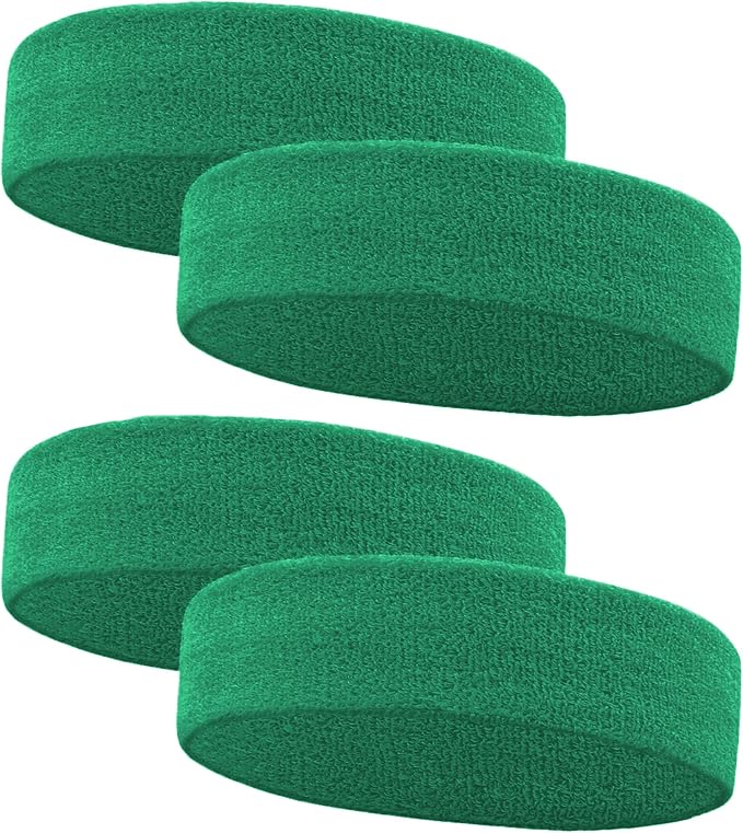 4 Pack Sweatbands Sports Headband for Men and Women, Moisture Wicking Athletic Workout Headband for Running, Tennis, Basketball, Yoga, Gym Stretchy Unisex Sweatband