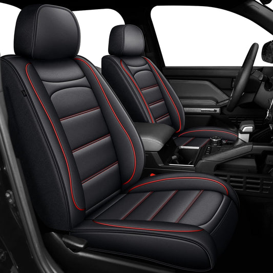 AOMSAZTO Ford Ranger Seat Covers: Full Set Custom Fit 2019 2020 2021 2022 2023 2024 2025 Ford Ranger Breathable Waterproof Leather Seat Protector(5 Seats, Redline)