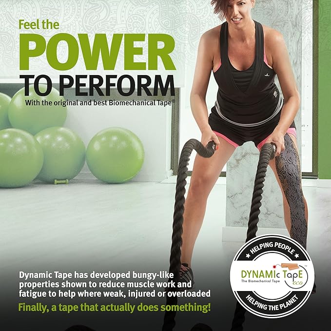 Dynamic Tape Eco | Biomechanical Adhesive Tape | Physio Tape for Knee, Ankle, Shoulder, Leg, Muscle Support | Sports Tape for Football, Rugby, Ideal for Athletes |Grey & Black - 2" (1)