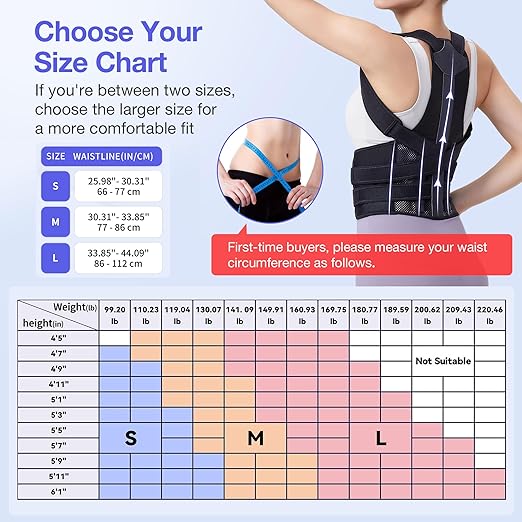 Posture Corrector for Women and Men, Upgraded Full Back Brace Support, Adjustable Shoulder Straightener for Improving Back Posture, Relief for Upper and Lower Back, Lumbar, Neck, Shoulder Pain