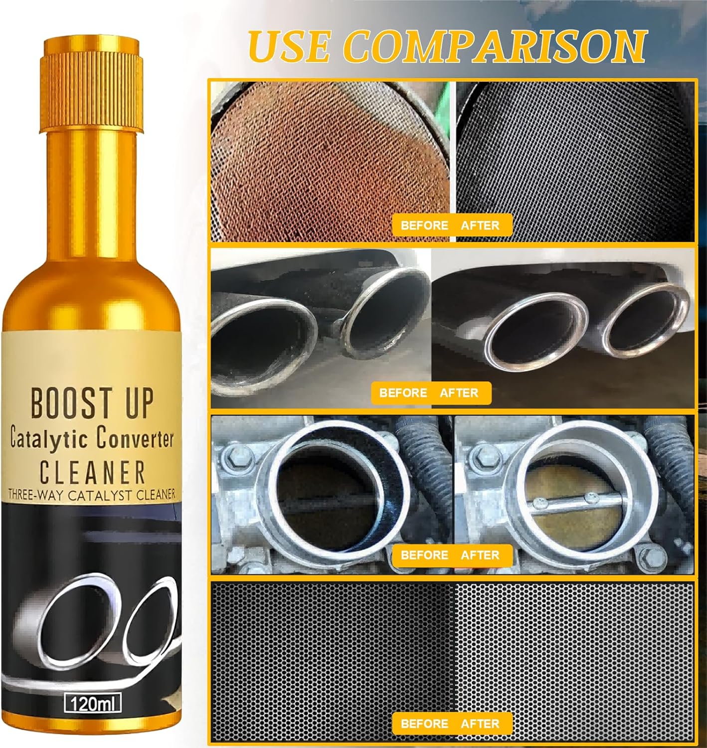Catalytic Converter Cleaner,120 ml Auto Parts Engine Cleaner, Exhaust System Pipe Carbon Removal Treatment Additive Oil, Fuel System Treatment Oil Additive for Gas and Diesel Car (120ml-2PC)