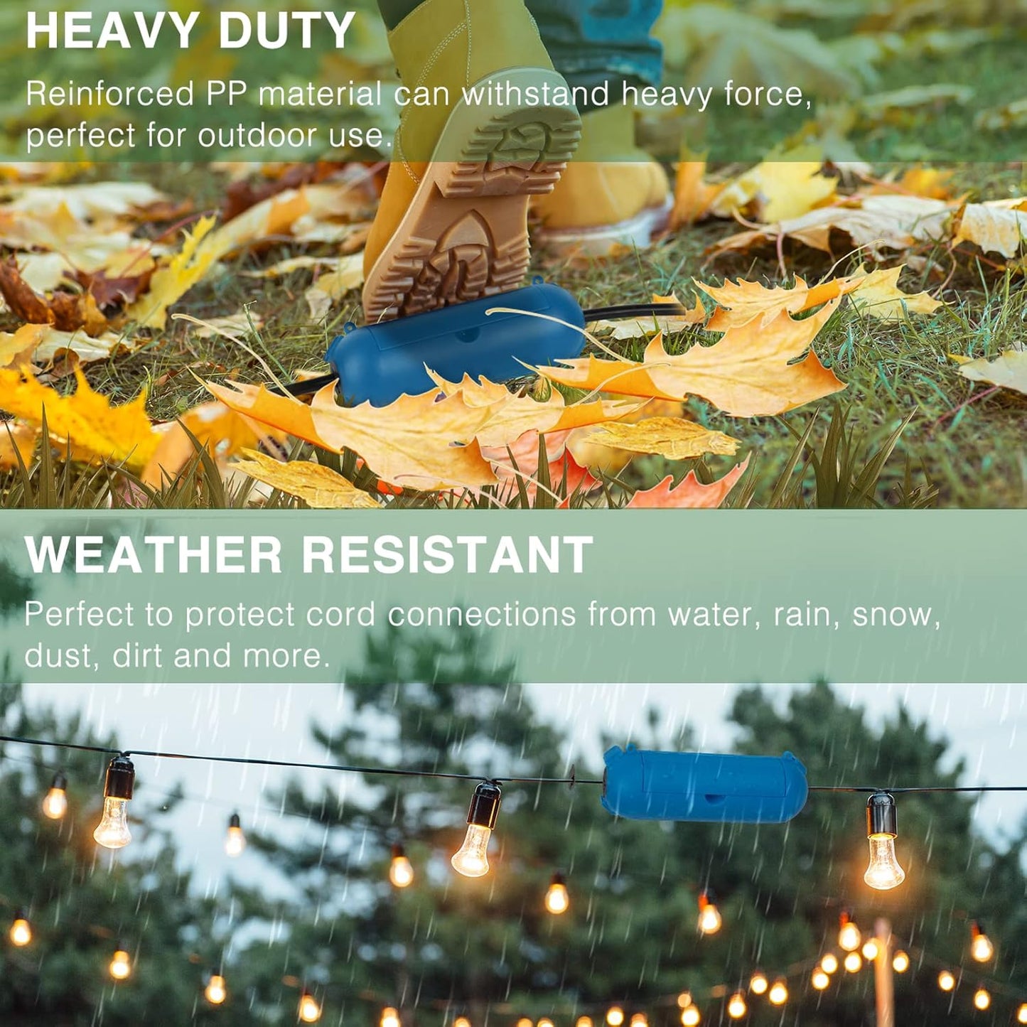 Flemoon [3 Pack] Outdoor Extension Cord Cover, IP44 Waterproof Box and Safety Housing Case, Ideal to Protect Outdoor Plugs, Electrical Connections, Holiday Decoration Lights, Size Small, Blue