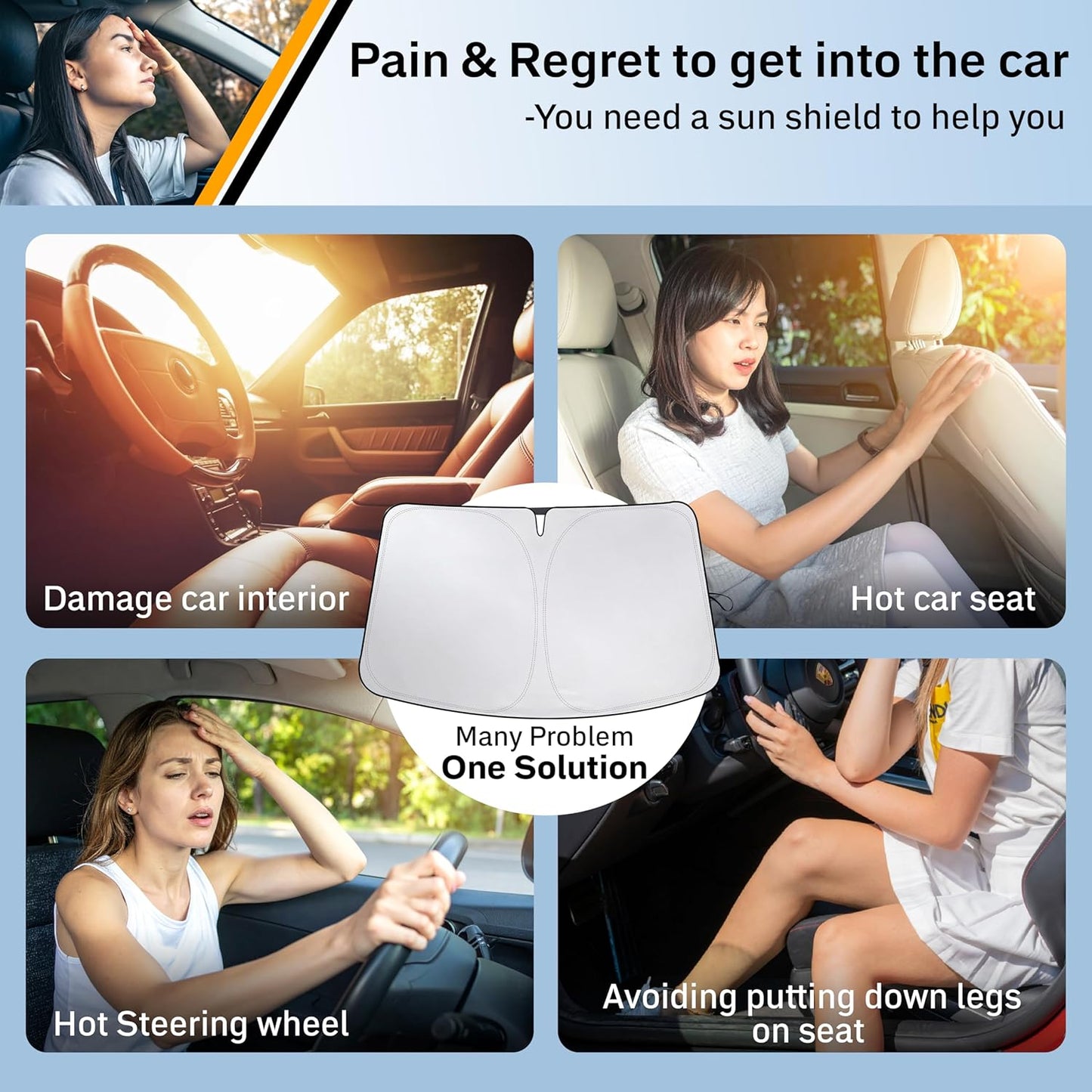 EcoNour Windshield Sun Shade Compatible for VW Tiguan (2018–2023) | Custom Fit Front Window Shade | 4-Layer, 240T Sunshade Accessories | UV & Heat Blocker for Tiguan Windshield