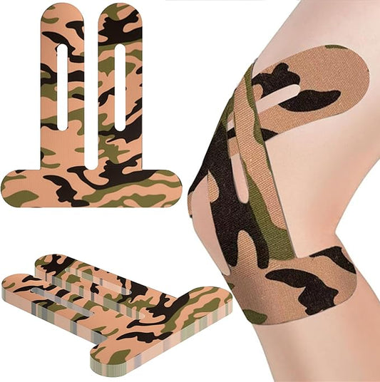 Precut Kinesiology Tape for Knees,24 Pcs – Elastic Knee Support & Stability, Pain Relief – Waterproof, Breathable, Hypoallergenic Athletic Tape (Camouflage)