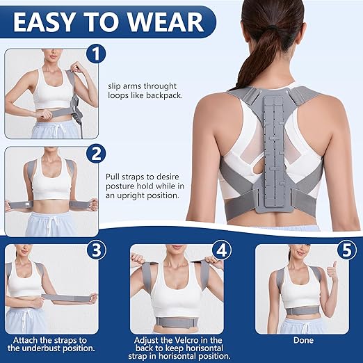 FORTEMOTUS Posture Corrector for Women Men - Back Straightener with Armpit Pad, Adjustable Posture Corrector Women Men, Upper & Lower Back Pain Relief, Targets Scoliosis, Hunchback, Hump, Thoracic, Spine,XL Size,Grey