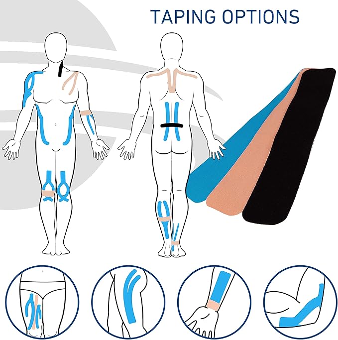 Kinesiology Tapes PRECUT Mix Set | 60 Pre-Cut Multicolored Sport Tape Strips 10 x 2 in - on 3 Rolls | Waterproof • Skin-Friendly • Elastic | Kinesiology Tapes Ideal for Sports