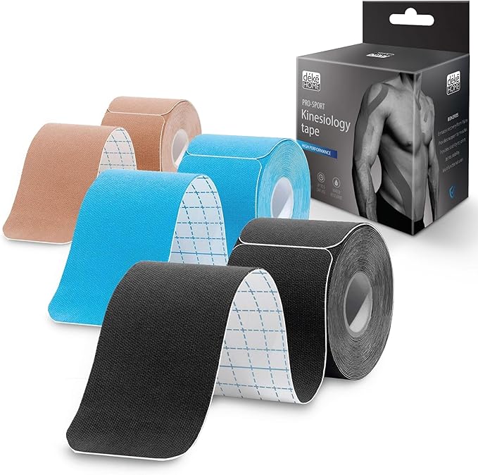 Deke Home - Kinesiology Tape Precut Strips (3 Pack), 20 Strong Adhesive 10in Elastic Strips, Waterproof Athletic Tape for Injuries, Knee, Ankle, Muscle, Joint, Latex-Free