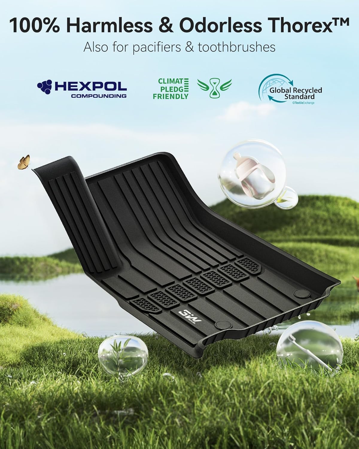 3W Floor Mats Fit for Jeep Grand Cherokee L 7 Seat 2021-2025 All Weather TPE Custom Fit Floor Liner for 1-3 Rows Full Set Car Mats Black(NOT Fit for 6-Passenger)