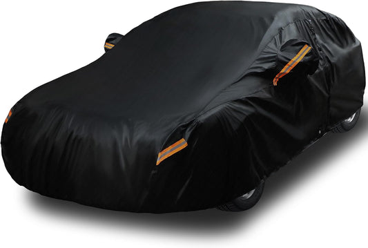EzyShade 10-Layer Car Cover Waterproof All Weather. See Vehicle Size-Chart for Accurate Fit. Outdoor Full Exterior Covers for Automobiles Sedan Hatch. Rain Sun Snow. Black, Size A1 (See SizeChart)