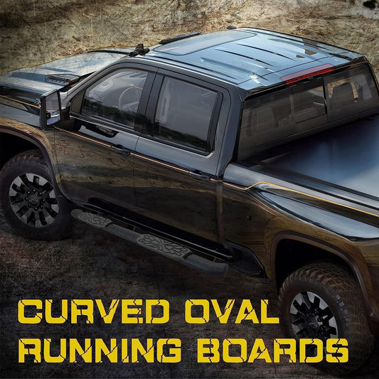3.5 Inch Oval Tube Bar Running Boards Compatible with 2019-2025 Dodge Ram 1500 Crew Cab New Body Style(Excl. Ram 2500/3500/Classic). Truck Side Steps, Carbon Steel Side Steps Step Bars.