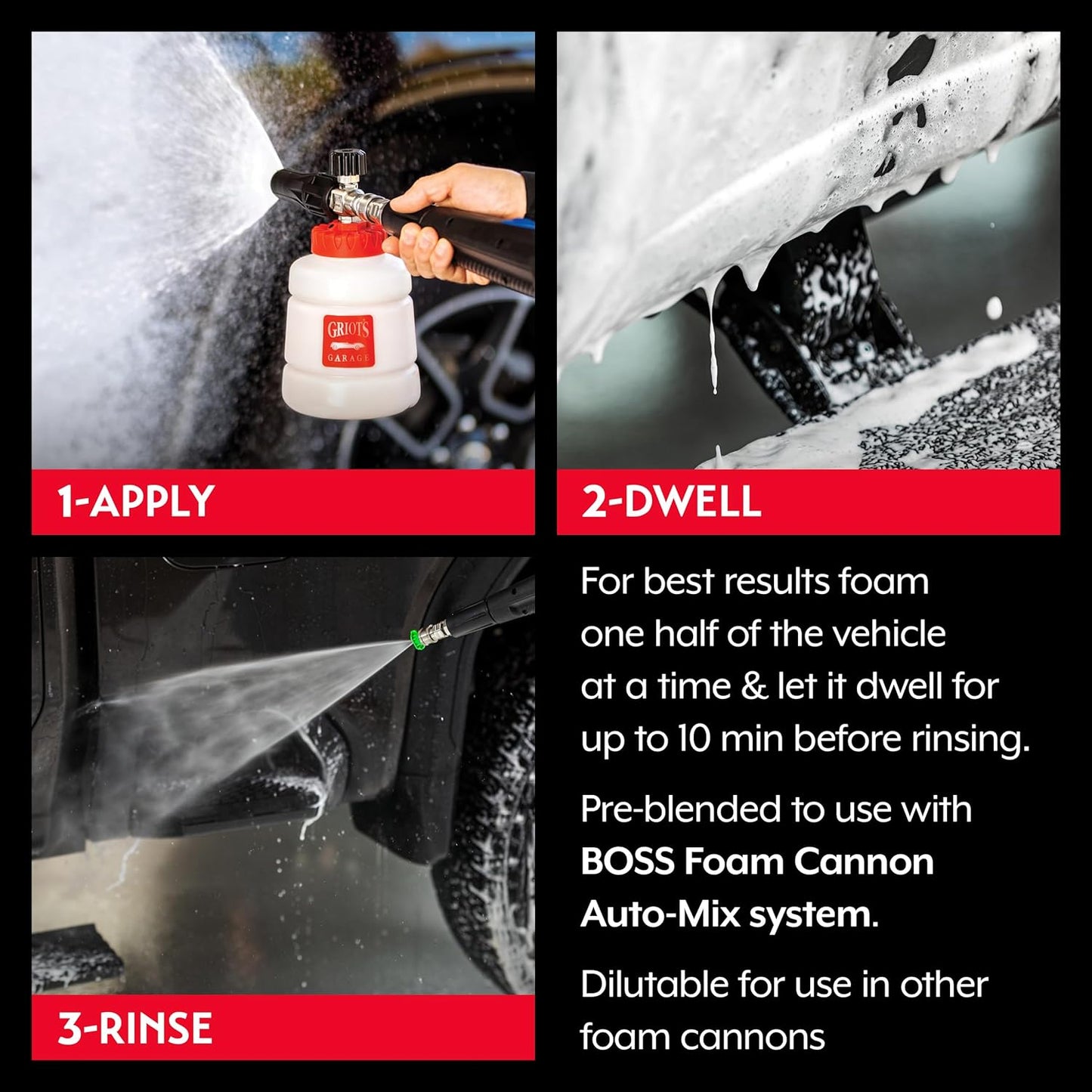 Griot's Garage BOSS Foaming Surface Wash for Car Cleaning and Detailing, Compatible with the BOSS Foam Cannon Auto-Mix System, One Gallon