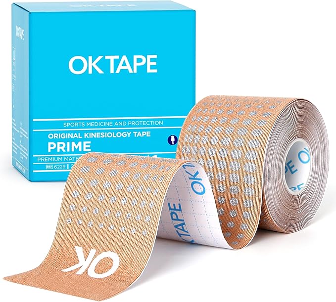 OK TAPE Synthetic Kinesiology Tape Prime, Breathable Sports Athletic Tape for Joint & Muscle Discomfort, Latex Free and Water Resistance, 1 Roll, 2in×16.4ft-Beige