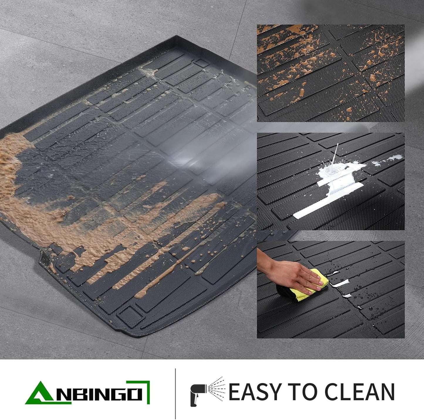 ANBINGO® Cargo Liner for 2025 2026 CR-V Hybrid, 2024 CR-V, 2023 CR-V Hybrid (Cargo Tray in Highest Position) Fit CRV Hybrid Automotive Trunk Mat Accessories - Black