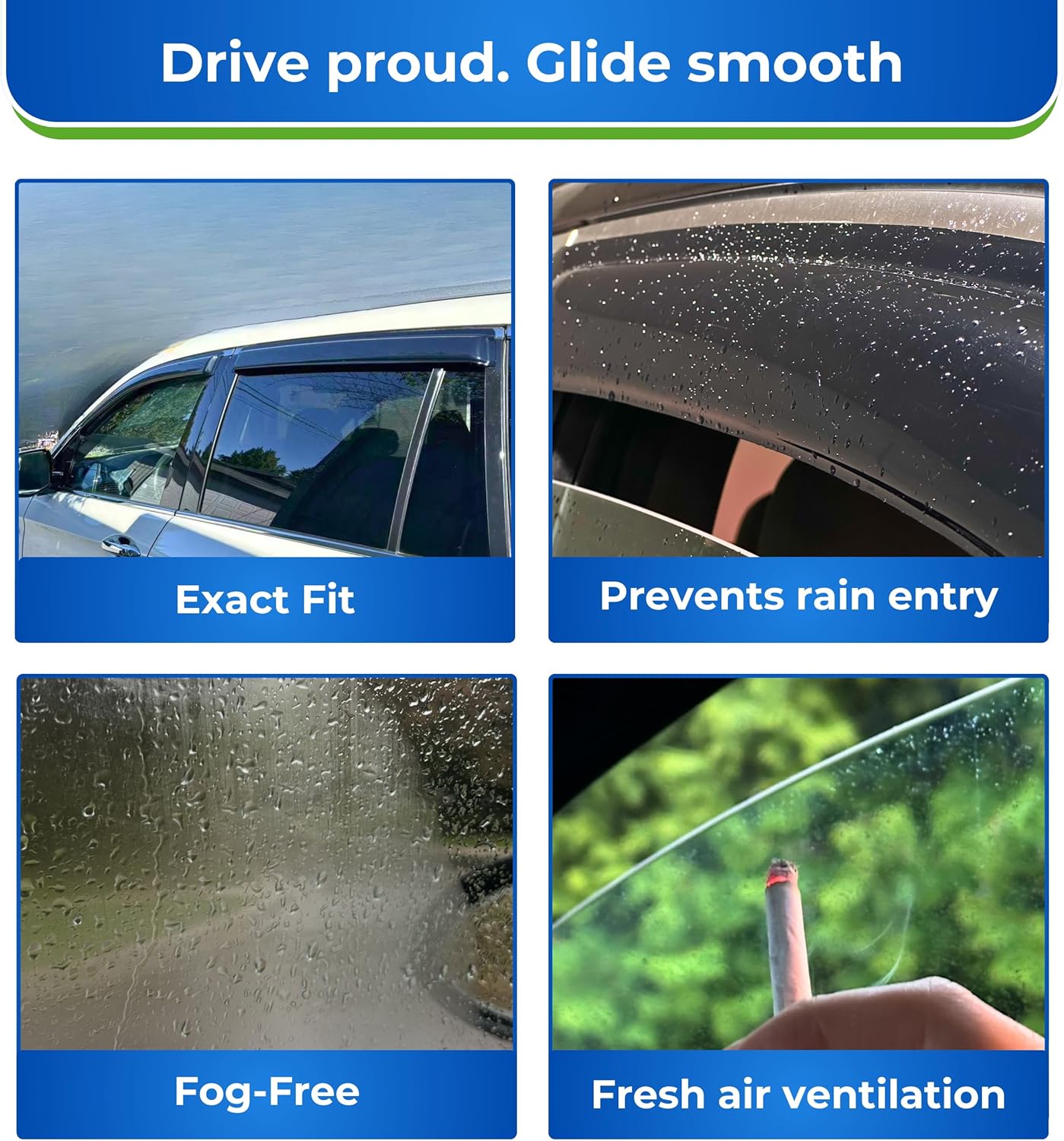 KPY Window Visors Rain Guards Compatible with 2009-2014 Ford F150 SuperCrew, Window Wind Deflectors Vent for 2010-2014 F150 SVT Raptor 4PC Tape-On for 2009 2010 2011 2012 2013 2014 (SuperCrew Only)