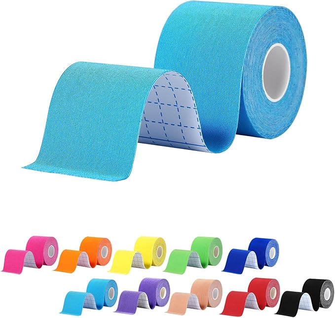 Pro Synthetic Kinesiology Tape 1 Roll, Athletic Sports Tape for Muscle Joint Support, Pain Relief for Knee Elbow Wrist Ankle Plantar Fasciitis, 2 in x 16.4 Ft, Light Blue