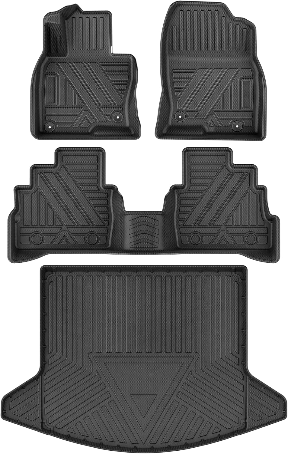 Floor Mats Set Fit for Mazda CX-5 2017-2021, Automotive 1st & 2nd Row Mats and Cargo Liner All Weather TPE Floor Liners and Trunk Mats Custom Anti-Slip Mats Car Mats Accessories, Black
