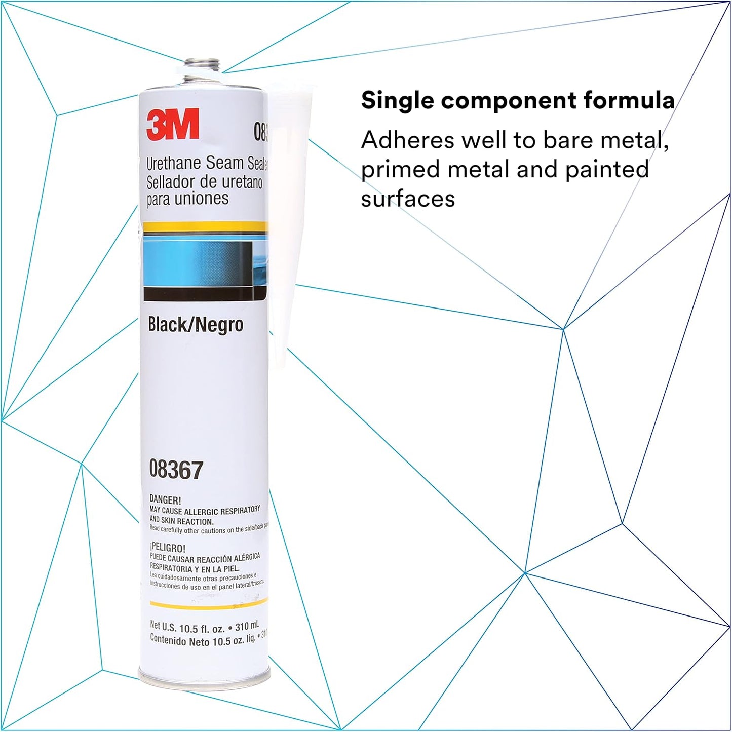 3M Urethane Seam Sealer, 08367, Black Color, High Solids, Permanently Flexible, 310 mL/10.5 fl oz Cartridge