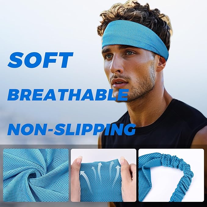 Sukeen Cooling Headband for Men Women, Instant Cooling Running Headband, Sweat Headbands for Workout, Sports Headbands for Yoga, Golf, Gym, Camping, Tennis, 20 inches