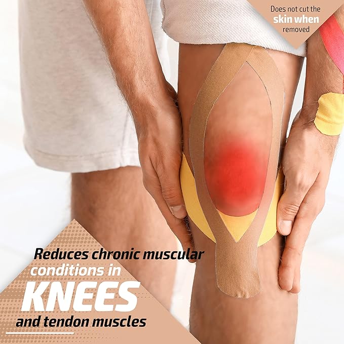 Physix Gear Cotton Kinesiology Tape Roll 16ft, Latex-Free Athletic Tape for Muscles/Joints, Waterproof Kinesiolgy, Stretchy Kinesiologytape, Gentle on Skin Kiniseaology Tape, Kinesology Tape