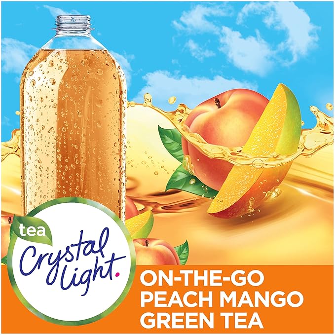 Crystal Light On The Go Peach Mango Green Tea Drink Mix, 10-Packet Box (Pack of 8)