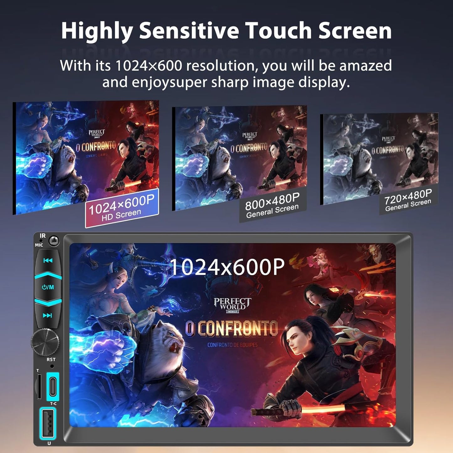 7" Wireless Double Din Car Stereo Apple Carplay Radio Screen for Car Audio Receivers, Bluetooth Car Play Android Auto Touchscreen, Mirror Link, Backup Camera, SWC, AM/FM, AirPlay, Type-C