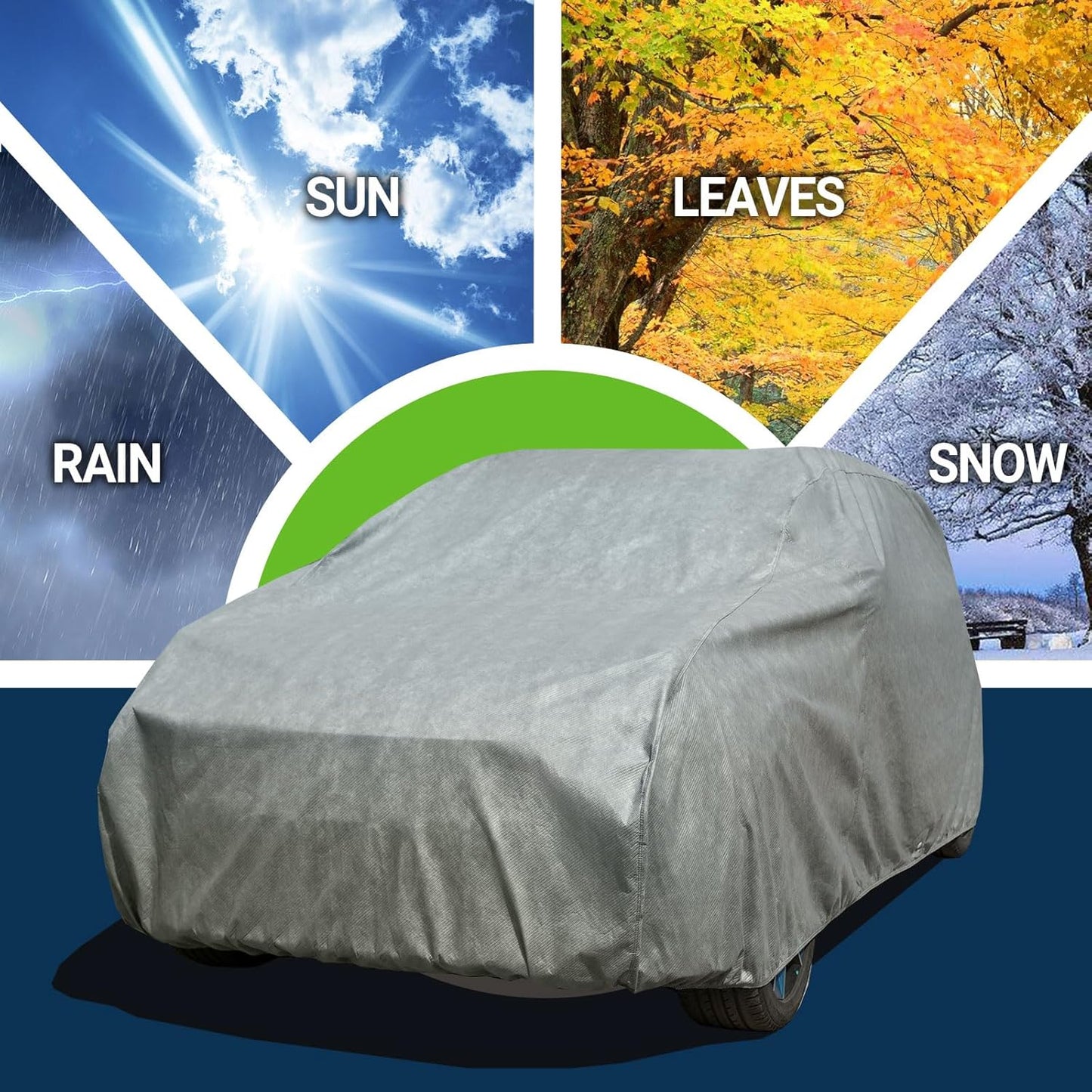 All Weather Waterproof SUV Car Cover, 7-Layer Non-Woven Cotton SUV Covers for Automobiles Car Snow Cover, Full Exterior Covers, Winter Rain Sun, Grey, Size SUV S3 207”-230”