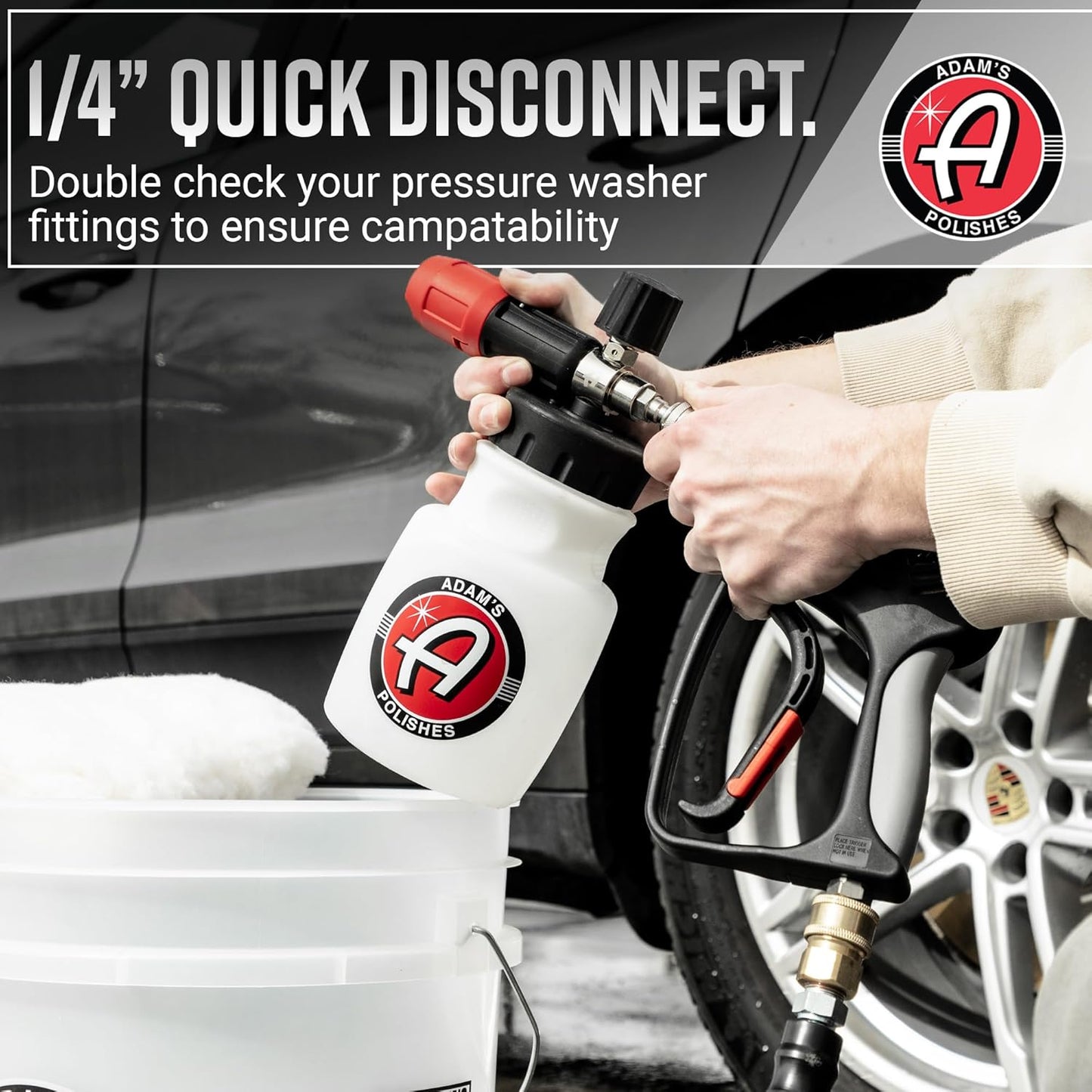 Adam's Polishes Premium Foam Cannon - Soap Sprayer for Car Wash | Sprayer Cannister for Pressure Washer 1/4" Quick Disconnect