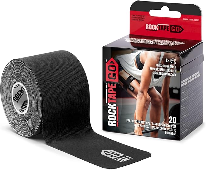 RockTape Go Standard Adhesive Pre-Cut Kinesiology Tape (Black)